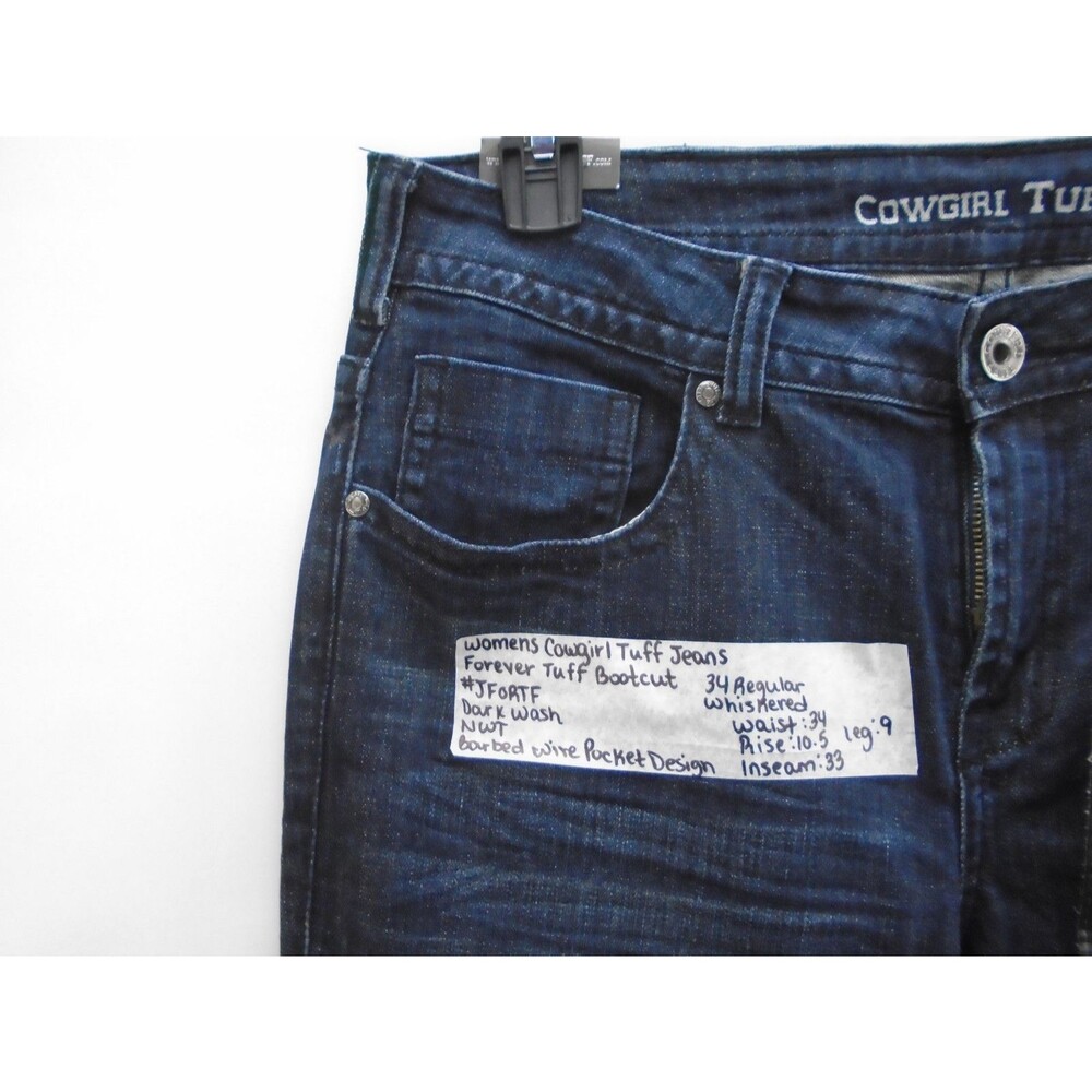 Cowgirl Tuff Forever Tuff Bootcut Denim Jeans Womens Size 34 (34x33) NWT Blue - Picture 5 of 15